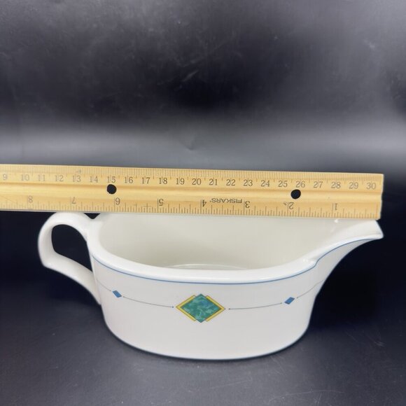 MIKASA ULTRA CERAM Gravy Boat With Underplate Gemini Porcelain Sauce Dish Japan - Picture 4 of 13